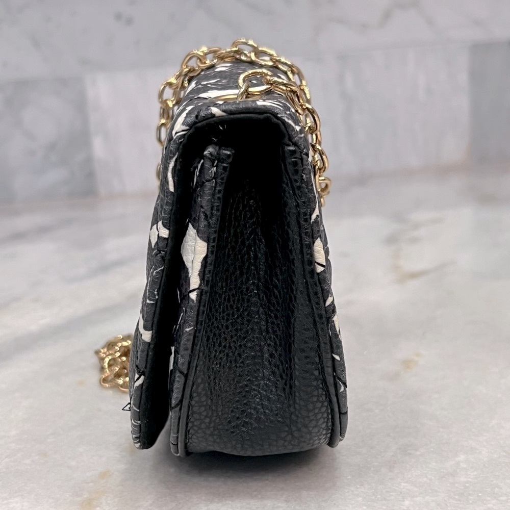 Black and White Mini Floral Gold Chain Crossbody - Picture 2 of 10
